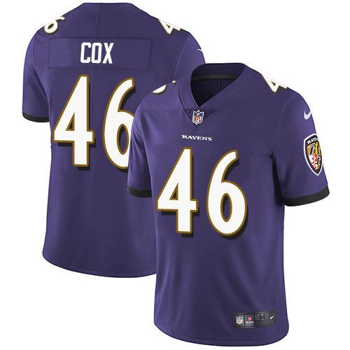 Nike Ravens #46 Morgan Cox Purple Team Color Men's Stitched NFL Vapor Untouchable Limited Jersey - Click Image to Close